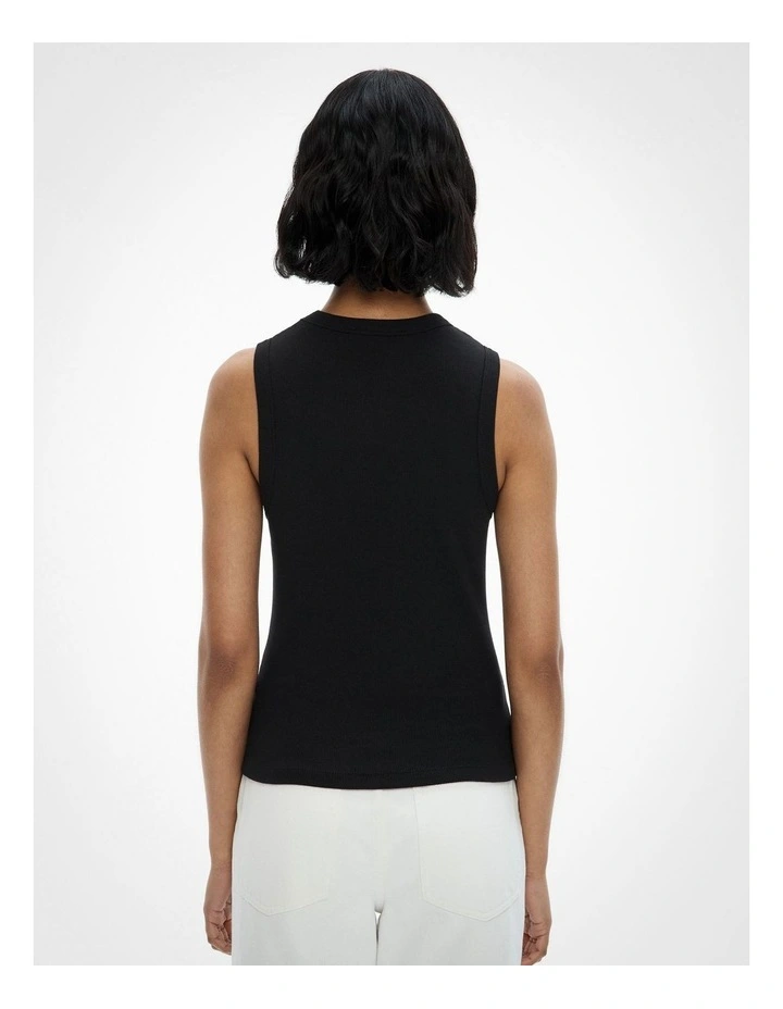 Crew Rib Tank Top in Black image 4