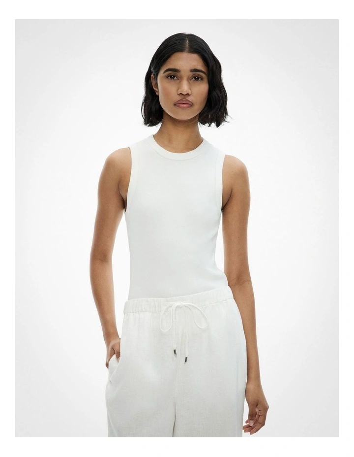 Crew Rib Tank Top in Fresh White image 1