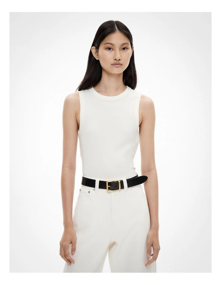 Crew Rib Tank Top in Fresh White image 1