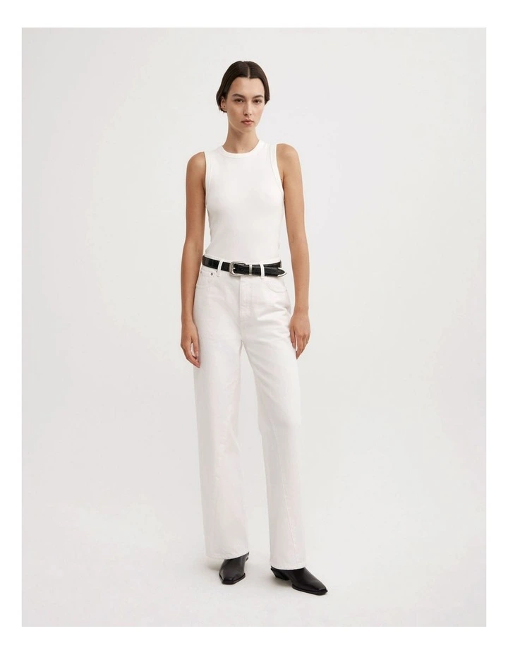 Crew Rib Tank Top in Fresh White image 2