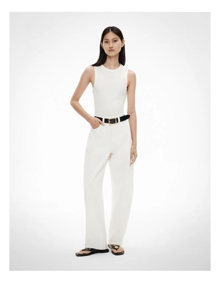Crew Rib Tank Top in Fresh White image 2