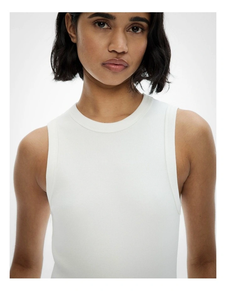 Crew Rib Tank Top in Fresh White image 3