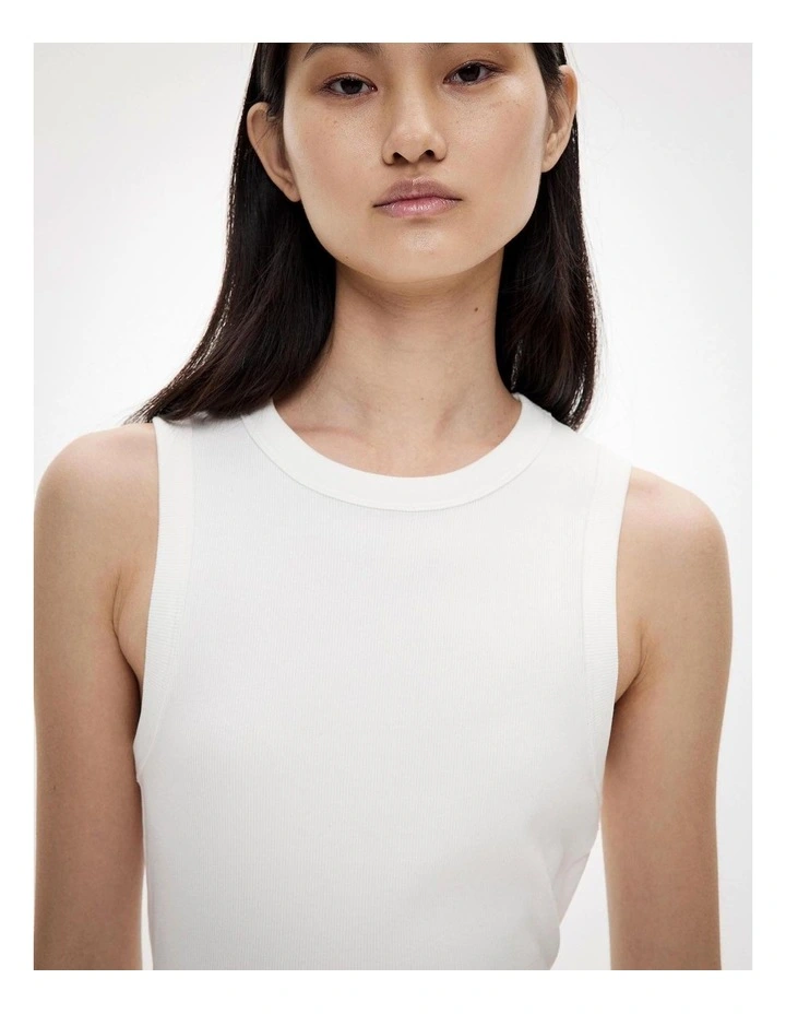 Crew Rib Tank Top in Fresh White image 3