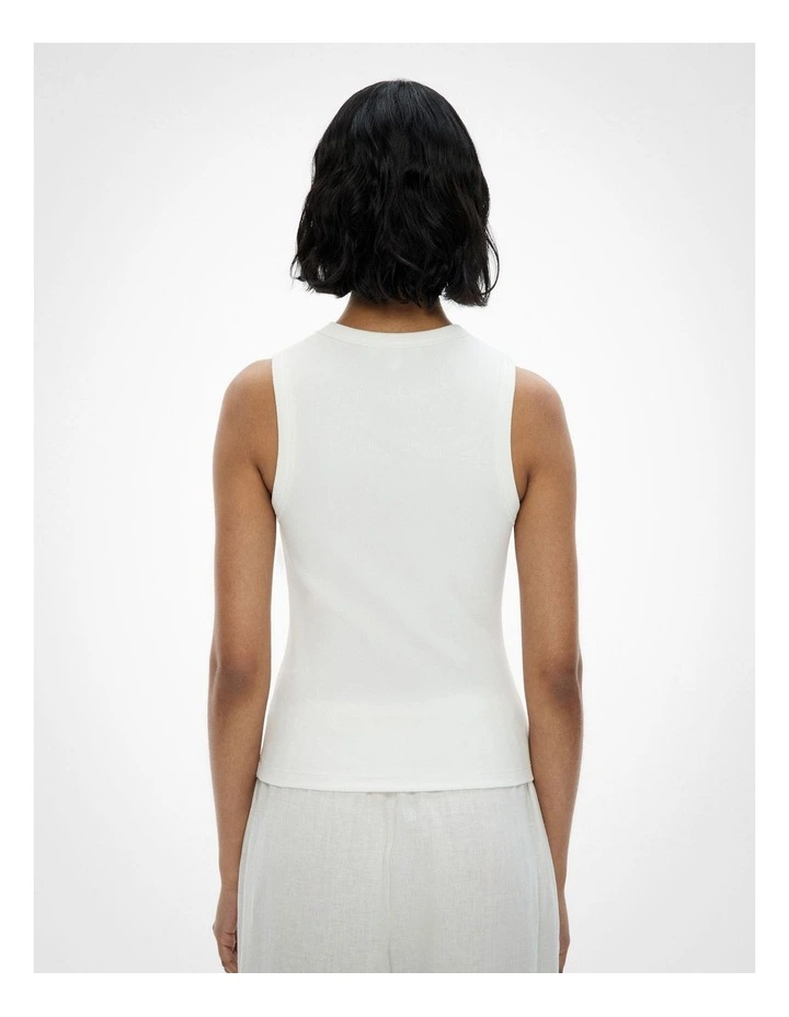 Crew Rib Tank Top in Fresh White image 4