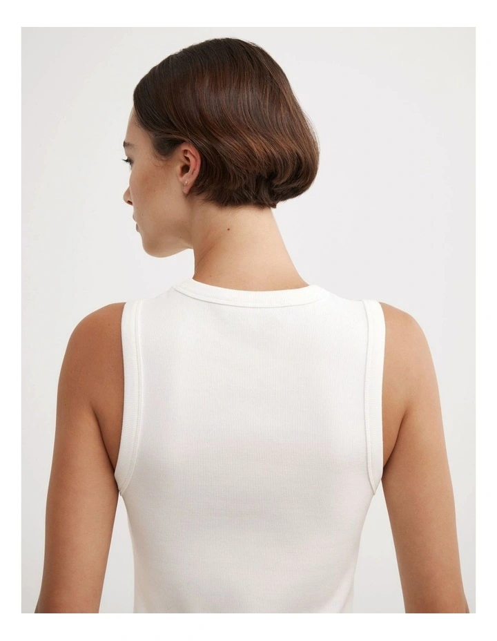 Crew Rib Tank Top in Fresh White image 5