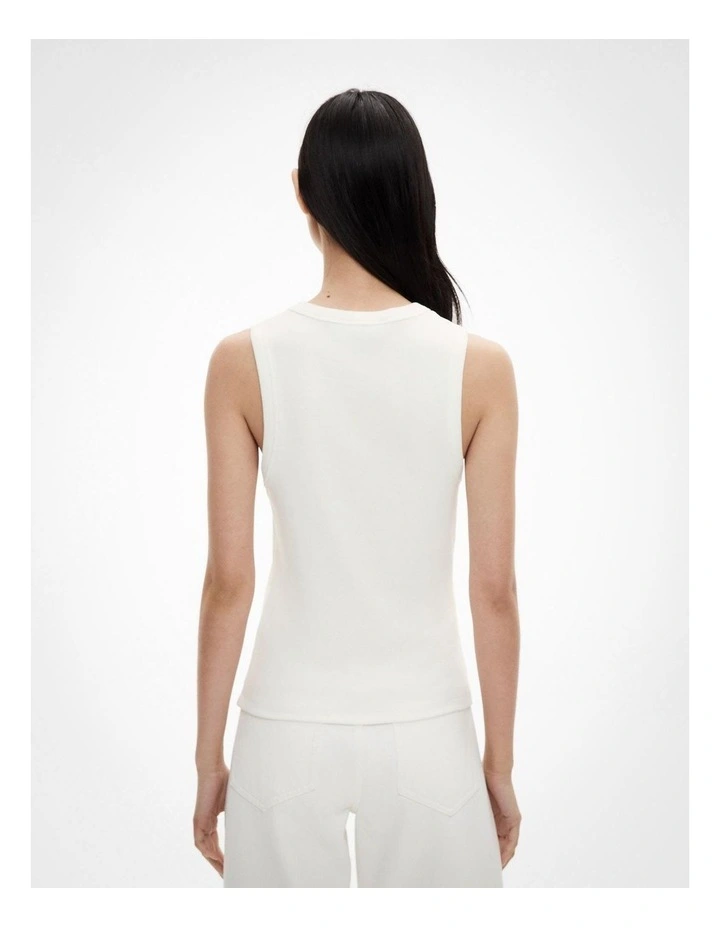 Crew Rib Tank Top in Fresh White image 5