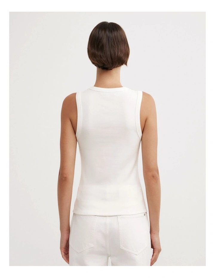 Crew Rib Tank Top in Fresh White image 6
