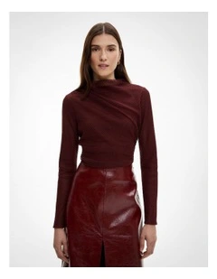 Openwork Jersey Top in Bordeaux