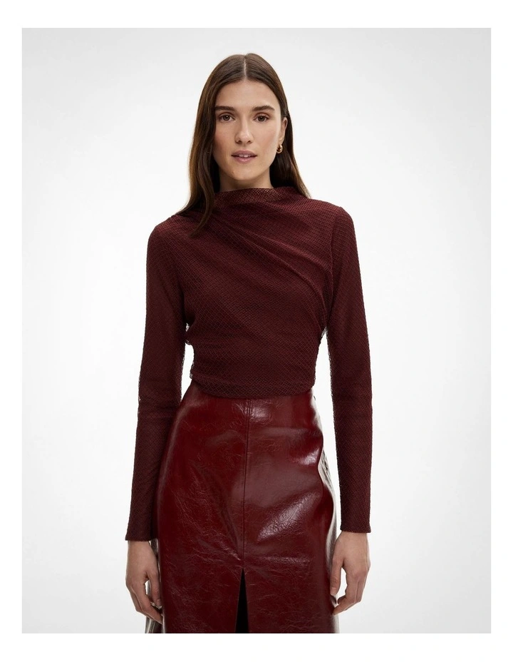 Openwork Jersey Top in Bordeaux image 1