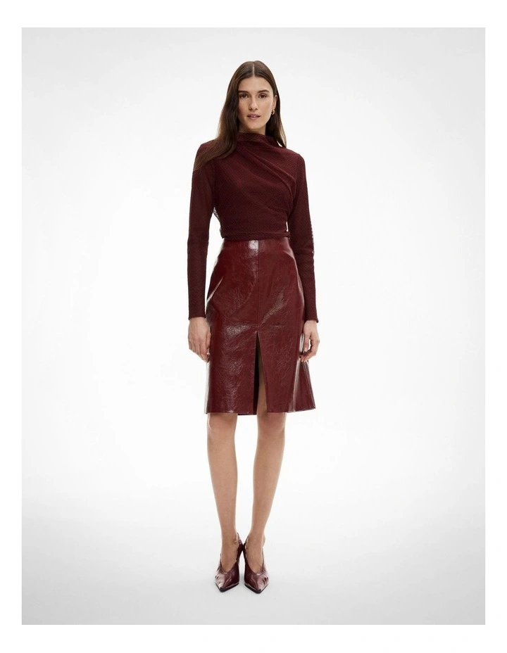 Openwork Jersey Top in Bordeaux image 2