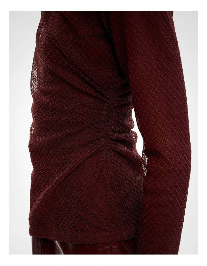 Openwork Jersey Top in Bordeaux image 3