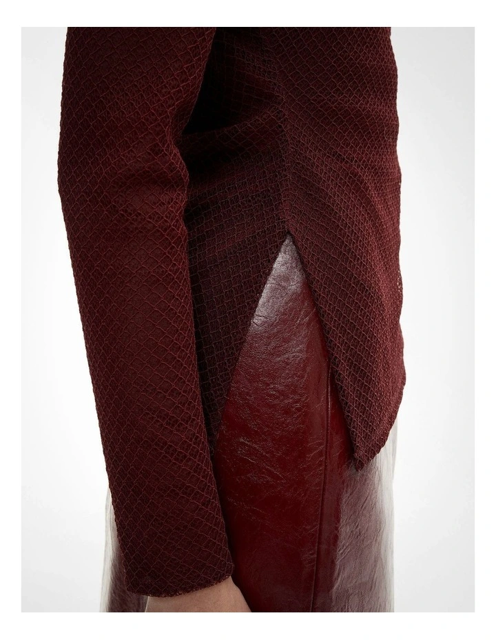Openwork Jersey Top in Bordeaux image 4