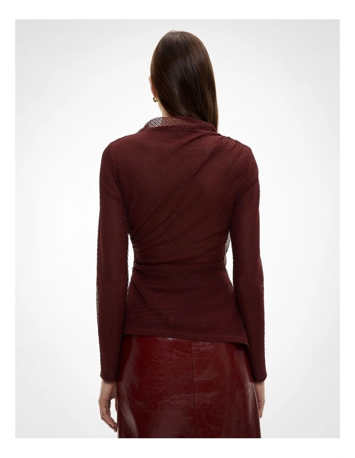 Openwork Jersey Top in Bordeaux image 5
