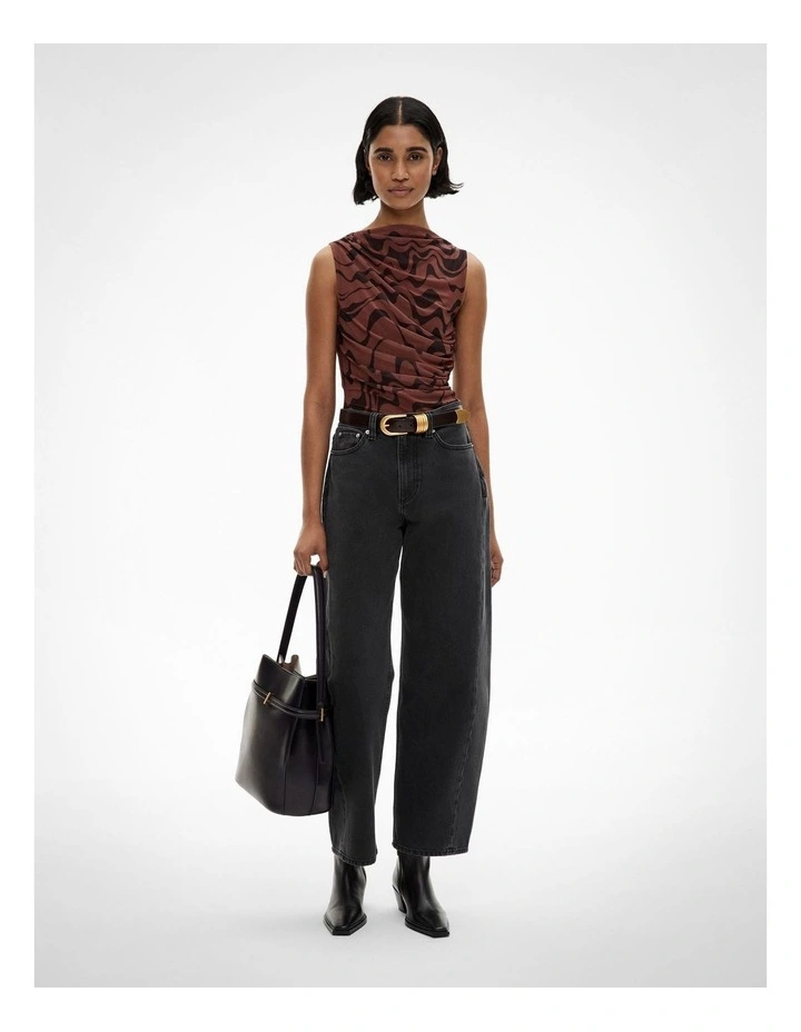 Mesh Drape Tank Top in Maple Rose Print image 3