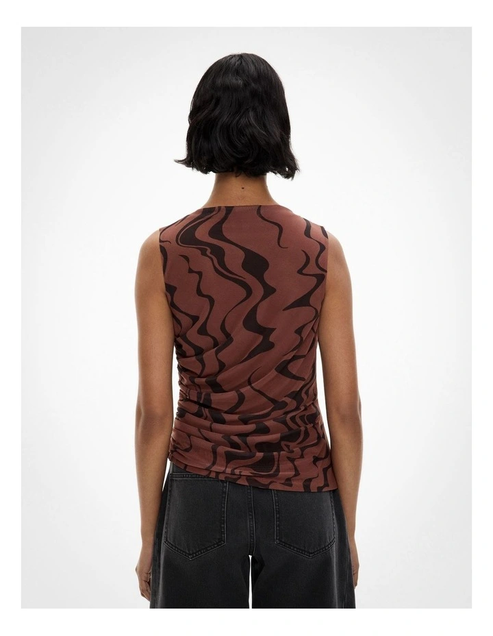Mesh Drape Tank Top in Maple Rose Print image 4