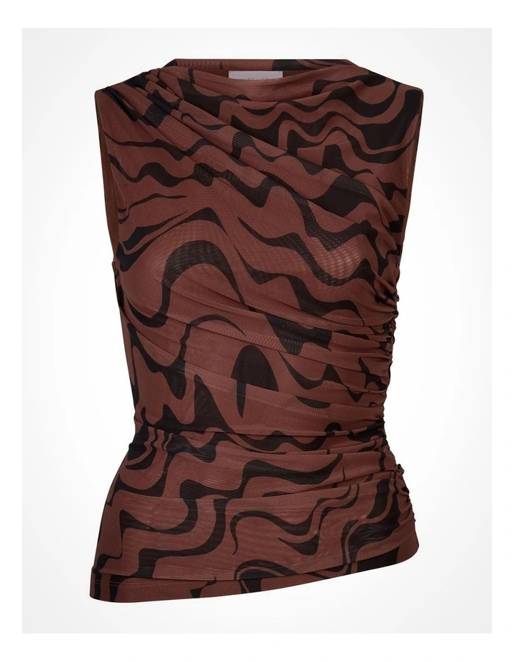 Mesh Drape Tank Top in Maple Rose Print image 5
