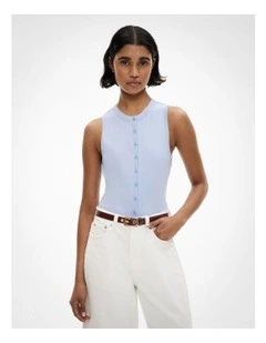 Button Through Tank Top in Soft Violet