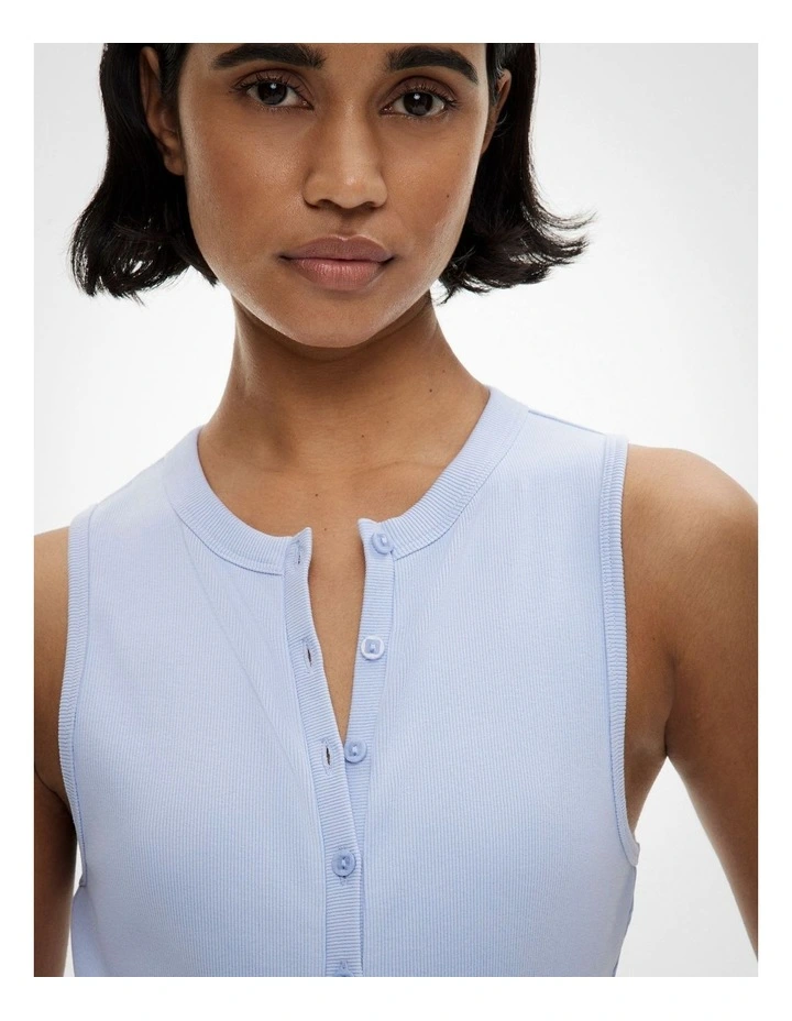 Button Through Tank Top in Soft Violet image 3