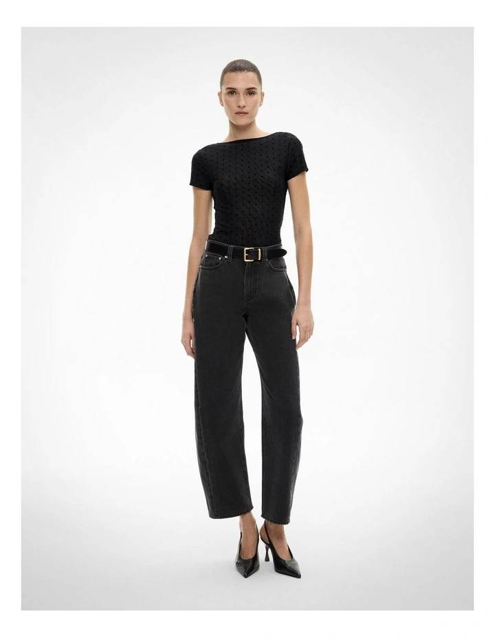 Flocked Spot Bodysuit in Black Spot image 2