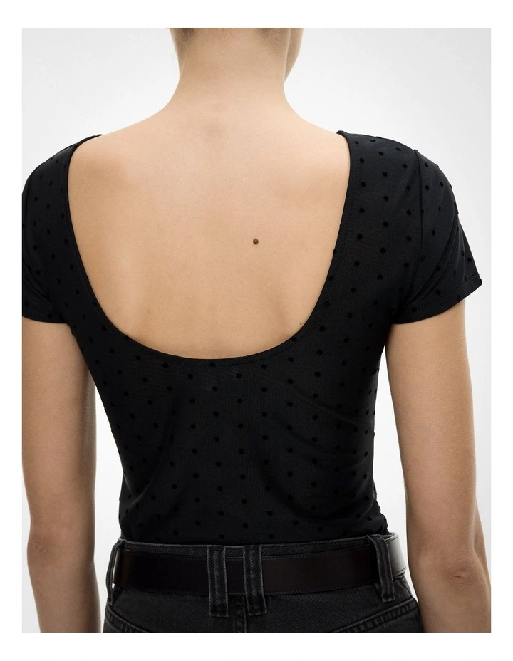 Flocked Spot Bodysuit in Black Spot image 4