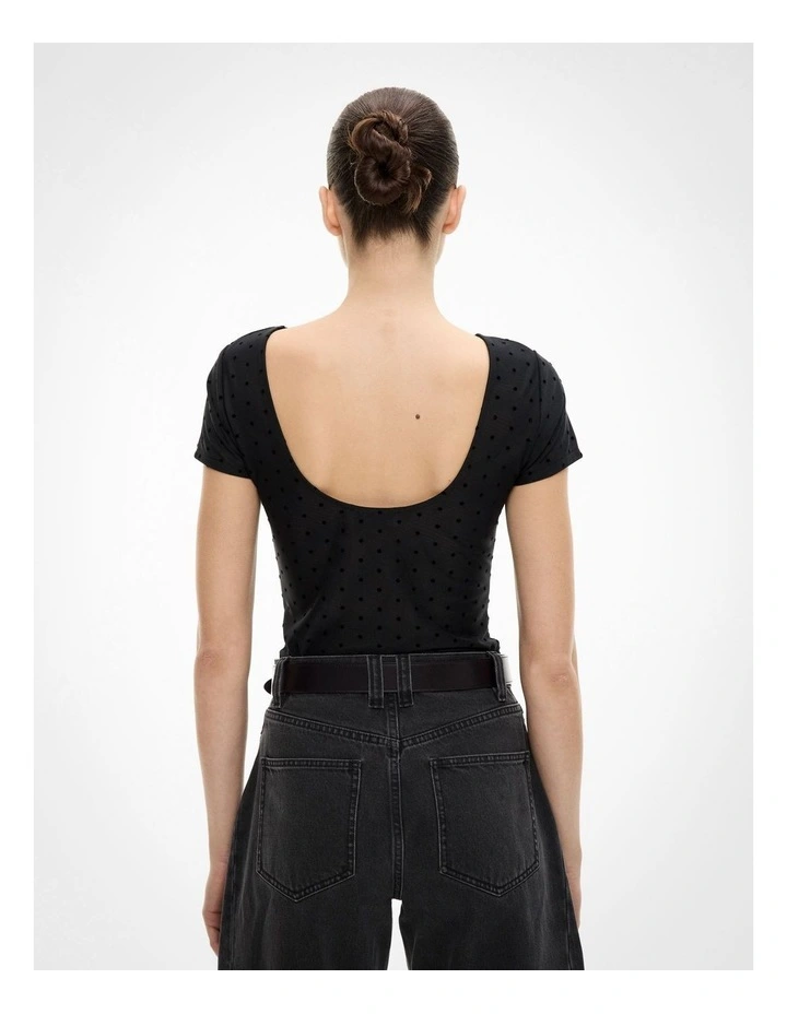 Flocked Spot Bodysuit in Black Spot image 5