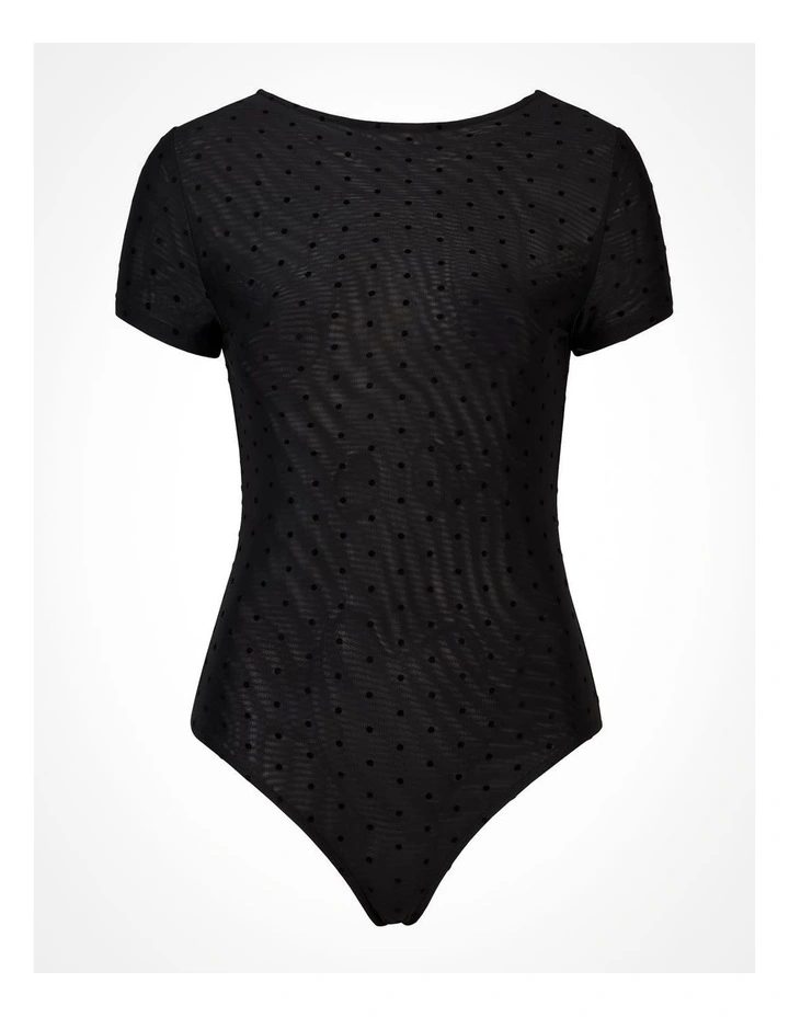 Flocked Spot Bodysuit in Black Spot image 6