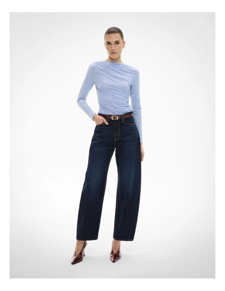 Mesh Drape Long Sleeve Top in Soft Violet image 2
