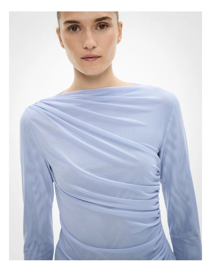 Mesh Drape Long Sleeve Top in Soft Violet image 3