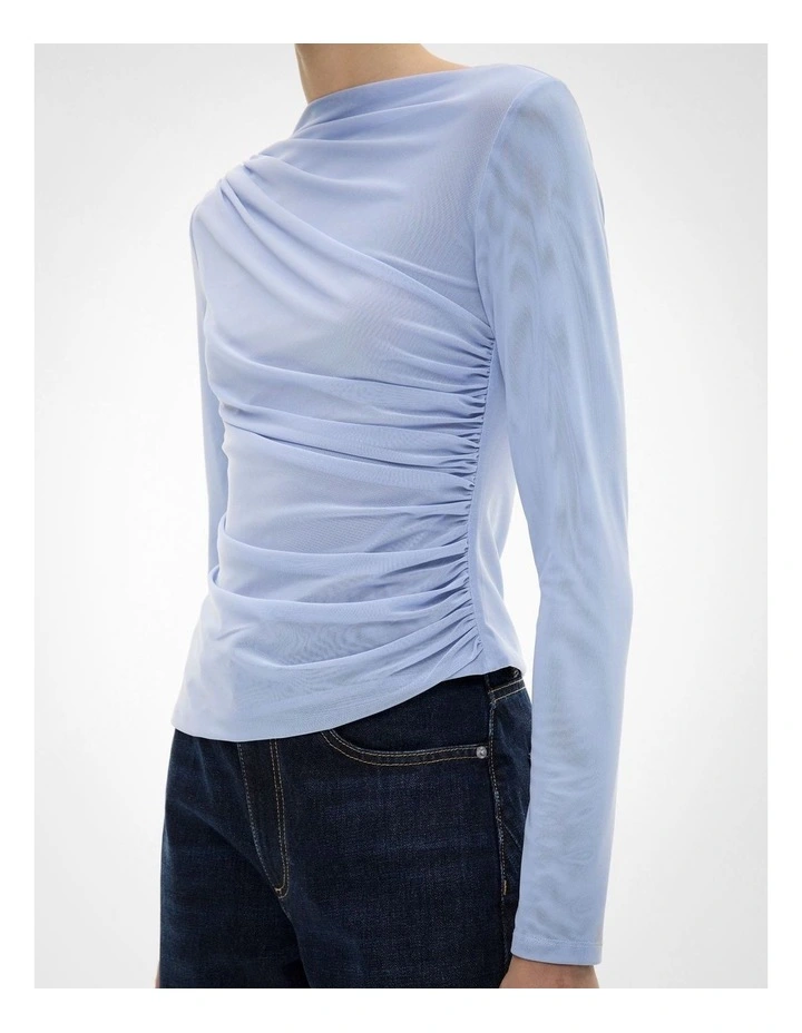 Mesh Drape Long Sleeve Top in Soft Violet image 4