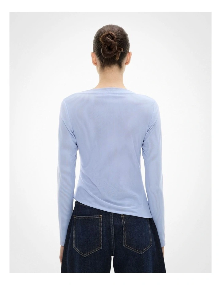 Mesh Drape Long Sleeve Top in Soft Violet image 5