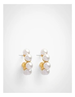 Maisie Pearl Hoop Earrings in Gold