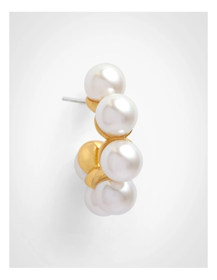 Maisie Pearl Hoop Earrings in Gold image 3