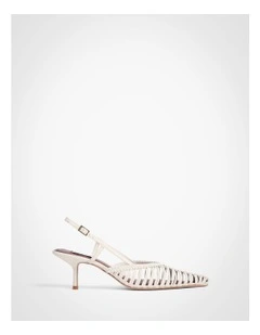 Cora Weave Slingback Heels in Antique White