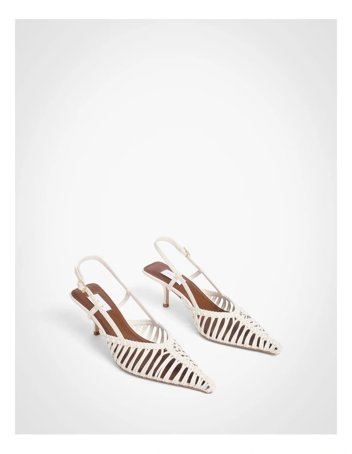 Cora Weave Slingback Heels in Antique White image 3