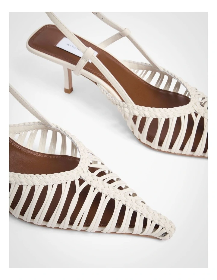 Cora Weave Slingback Heels in Antique White image 4