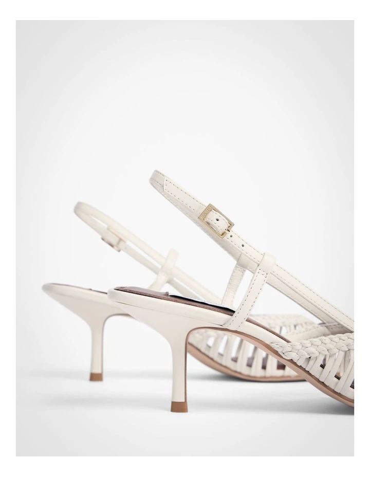 Cora Weave Slingback Heels in Antique White image 5