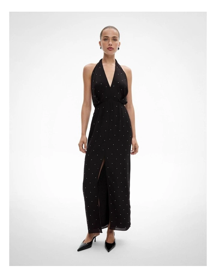 Drape Halter Dress in Black image 2