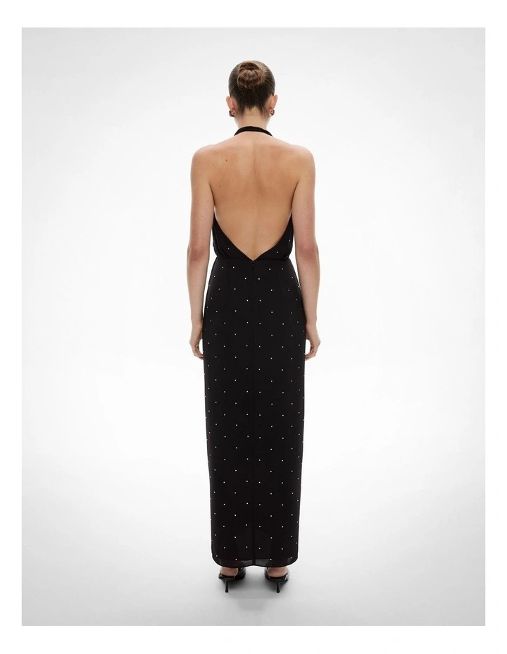 Drape Halter Dress in Black image 4