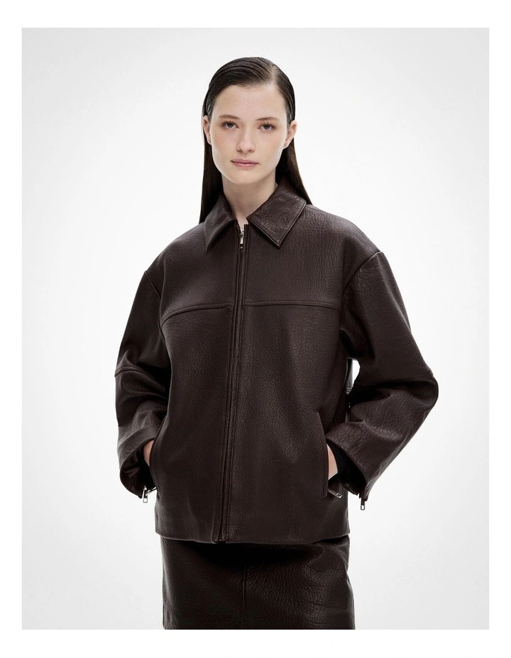 Leather Jacket in Burgundy image 1