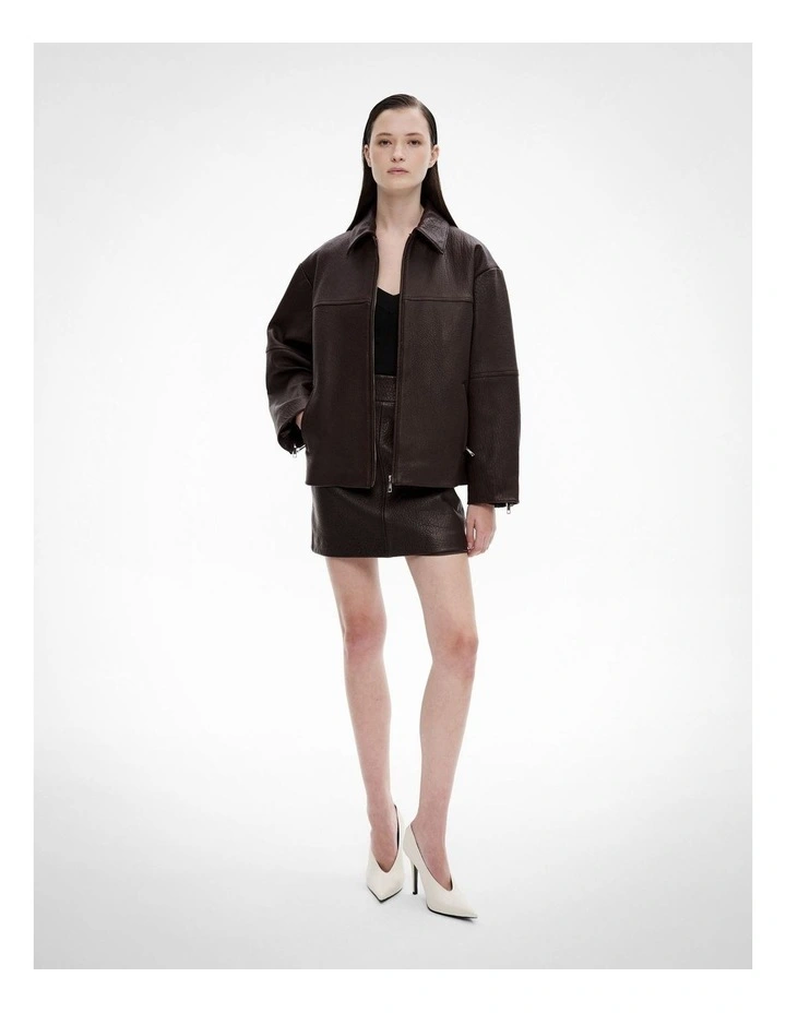 Leather Jacket in Burgundy image 2