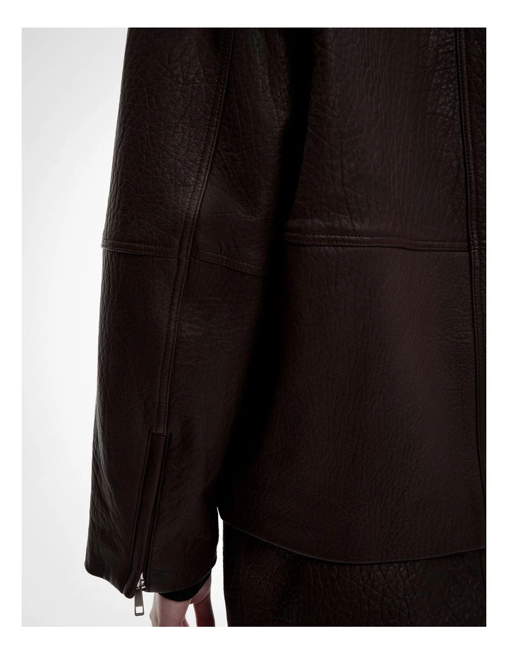 Leather Jacket in Burgundy image 3