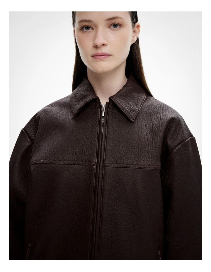 Leather Jacket in Burgundy image 4