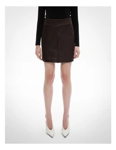 Leather Mini Skirt in Burgundy