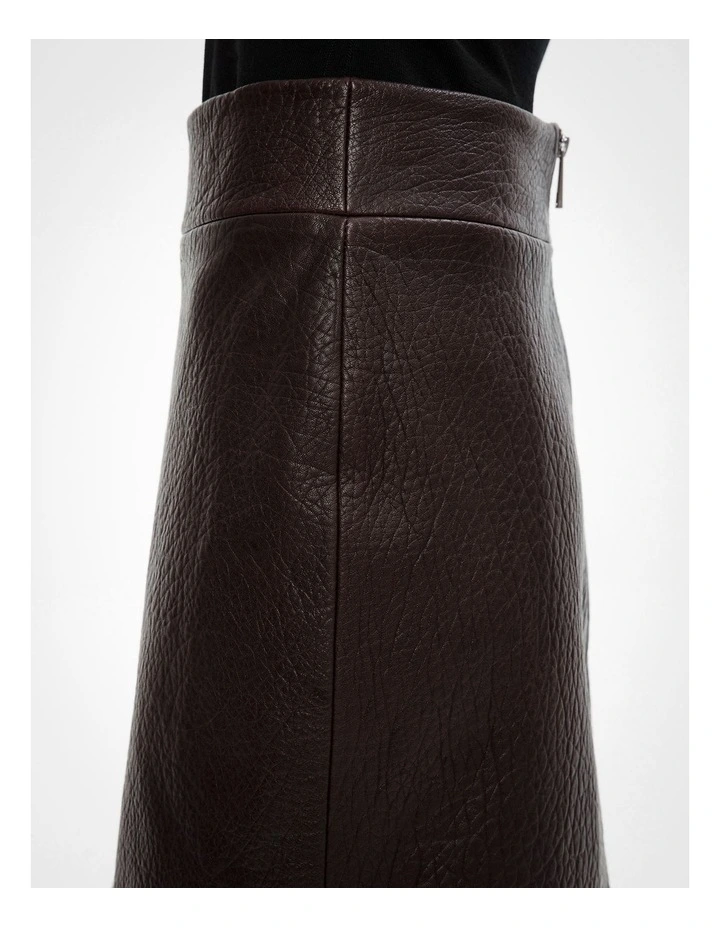 Leather Mini Skirt in Burgundy image 3