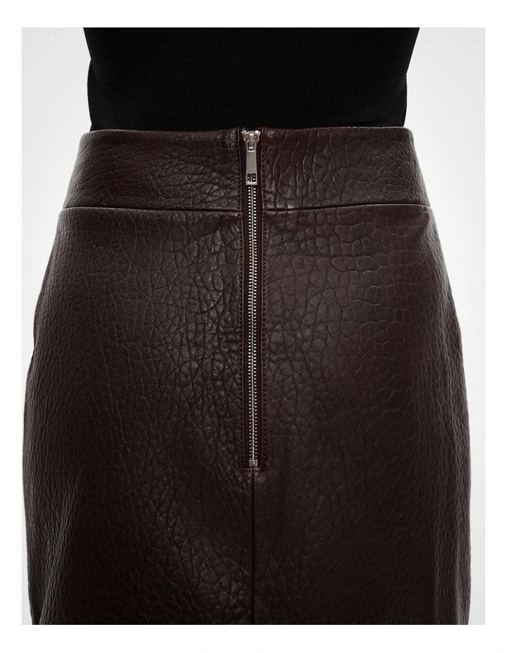 Leather Mini Skirt in Burgundy image 4
