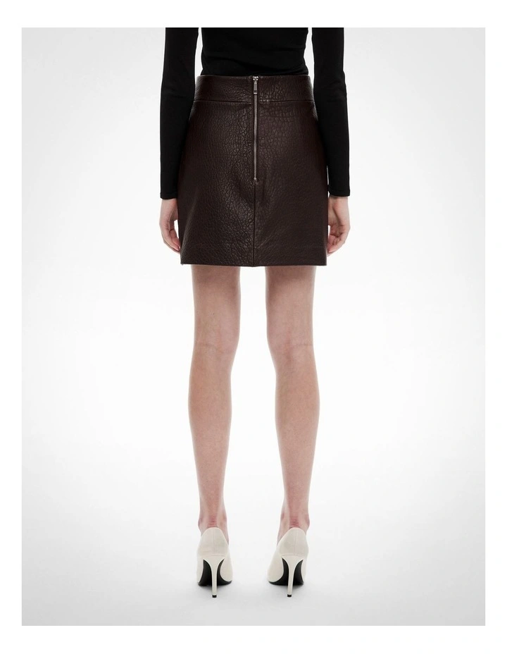 Leather Mini Skirt in Burgundy image 5