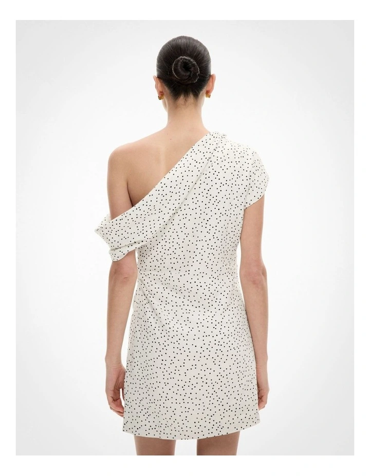 Draped Shoulder Dress in Chalk Polka Dot image 4