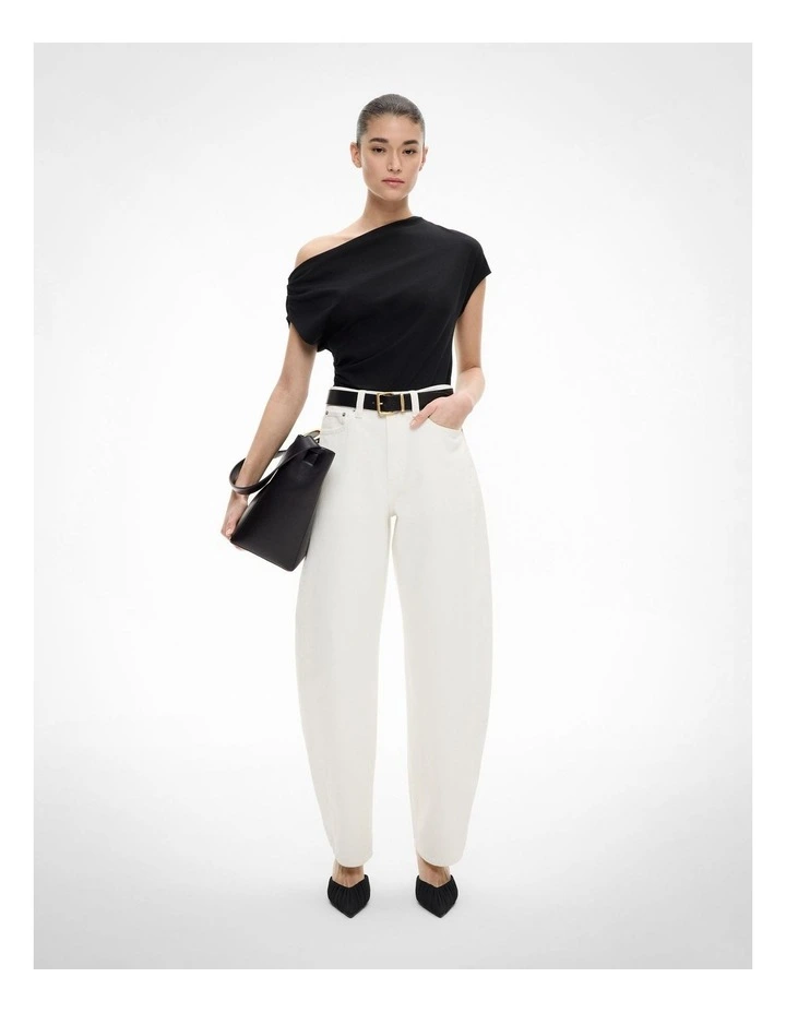 Asymmetric Draped T-shirt in Black image 2