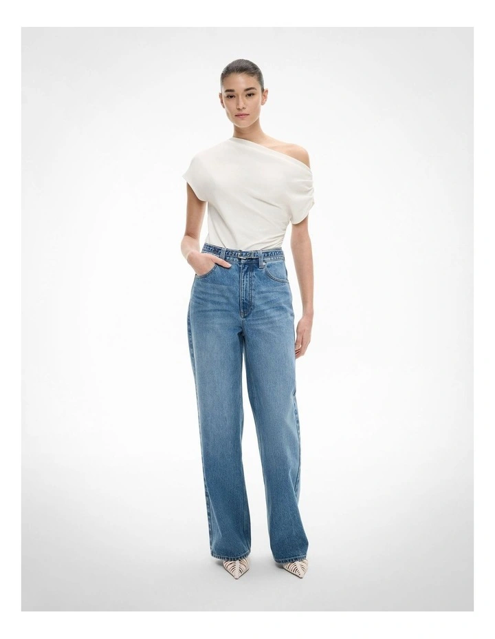 Asymmetric Draped T-shirt in Fresh White image 2