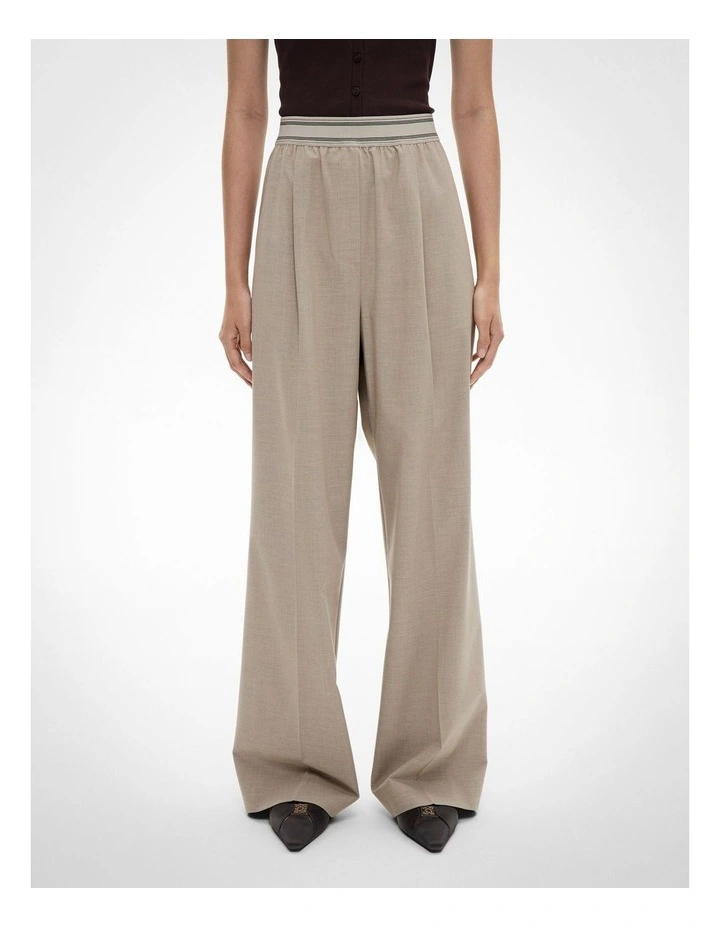 Elastic Detail Pants in Sand Marle image 1